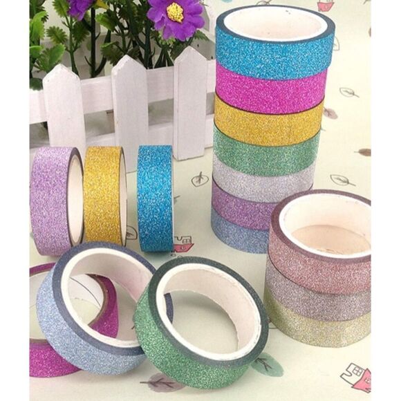 10 Rolls Glitter Washi Tape - Picture 2 of 4